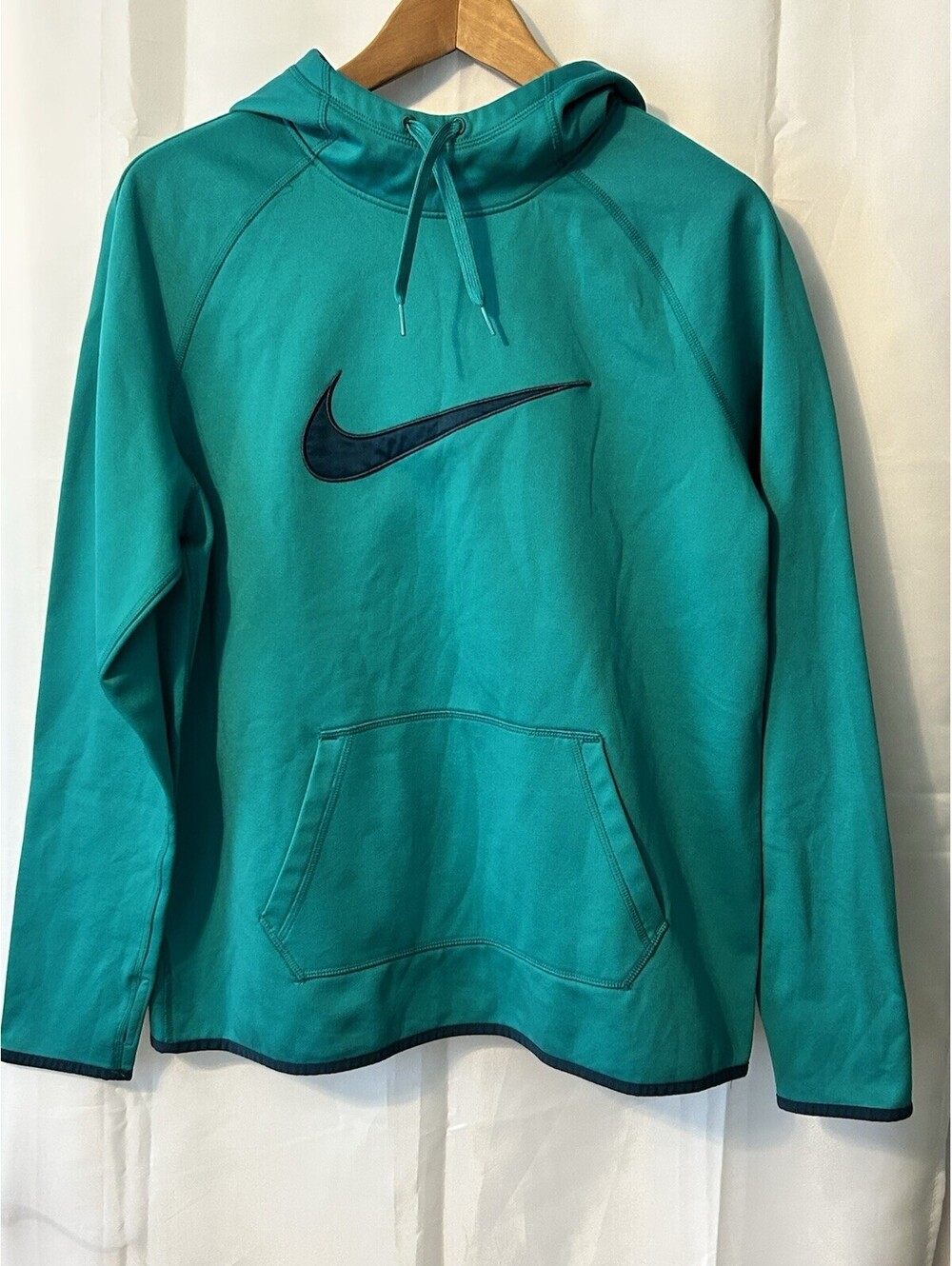 Nike Dri-FIT Unisex Green Fleece Pullover Hoodie Logo Kangaroo Pocket L